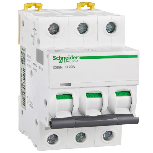 iC65N 3P 20А Автоматический выключатель 3-полюсный, 20А, 6кА (хар-ка B) Schneider Electric