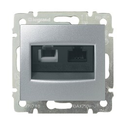 Розетка RJ11/RJ45 Cat6 UTP алюм Valena Legrand, 770280