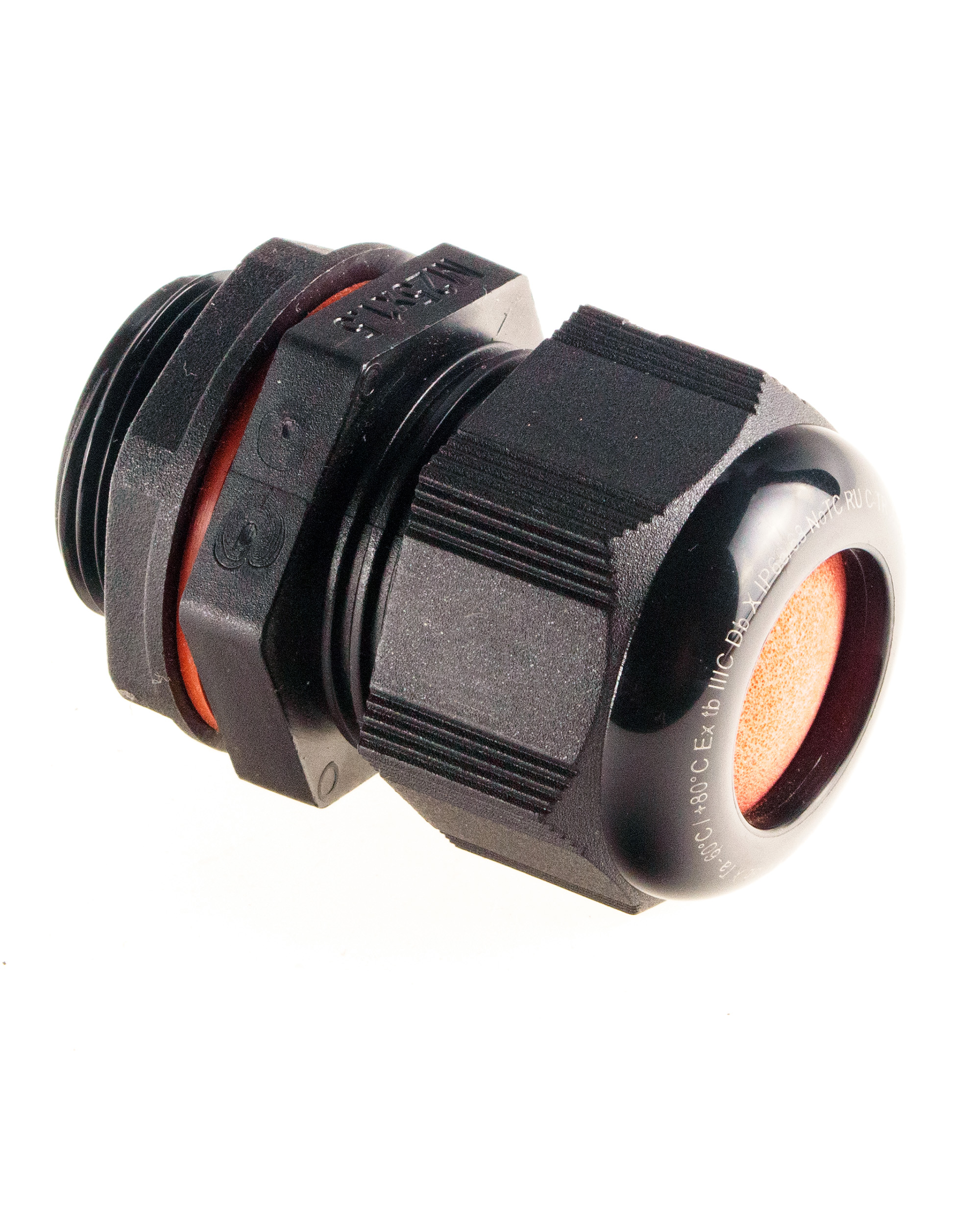 Extherm Extherm BM-X6S-L Кабельный ввод взрывозащищенный М25х1,5 с уплотнением для нагревательного кабеля (12,0x6,0)  с уплотнительным кольцом и контргайкой, полиамид