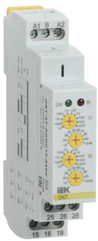 Реле времени ORT, 2 контакта 2 уст. 12-240В AC/DC IEK, ORT-2T-ACDC12-240V