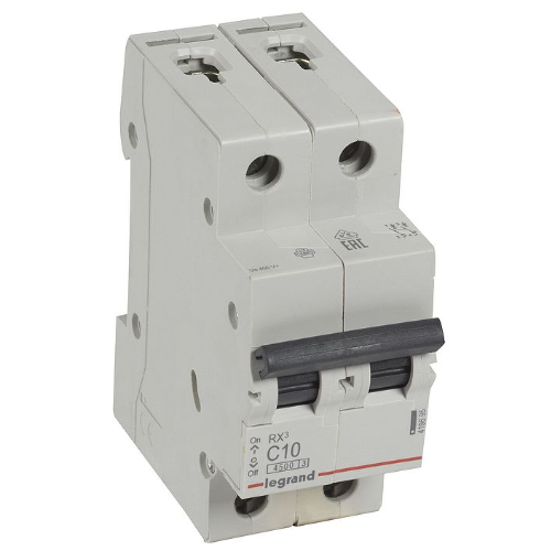 RX3 Автоматический выключатель 2-полюсный 10A 4,5kА (хар-ка С) Legrand, 419695