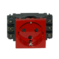 Розетка 2P+E немецкий стандарт 2М (красный), с мех. блокировкой Mosaic Legrand, 077621