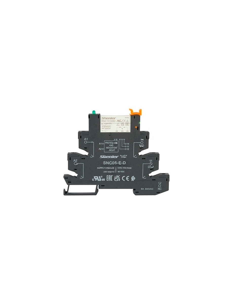 Реле интерфейсное с колодкой, винтовой зажим, 1CO, 6A(250VAC), 230VAC/DC, LED, W Shenler