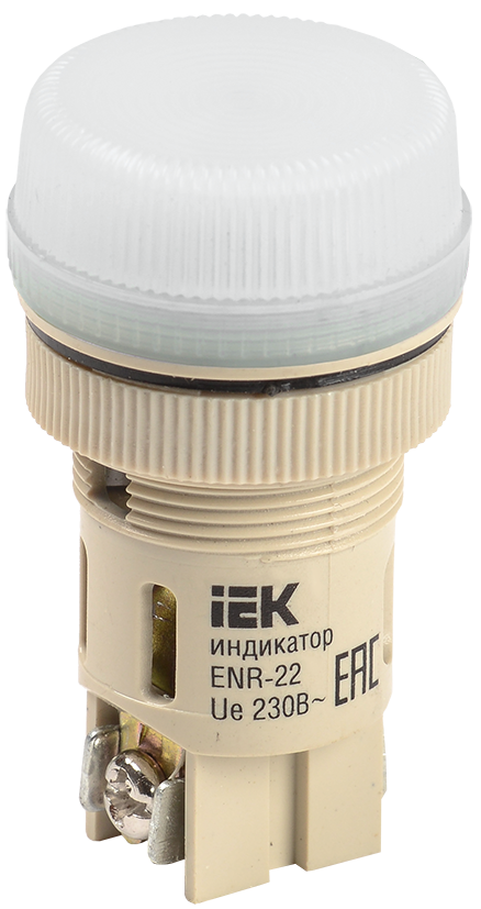 ENR-22 Лампа сигнальная d22мм белый неон/240В цилиндр ИЭК, BLS40-ENR-K01