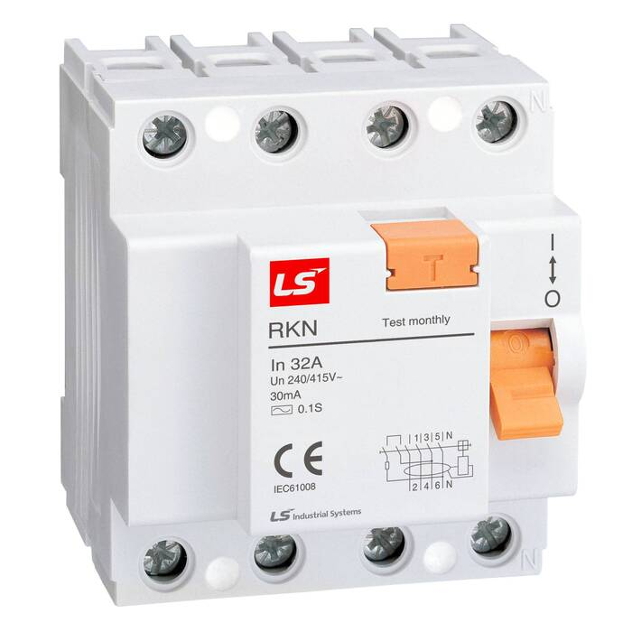RKN Блок утечки тока (УЗО) 4-полюсный, 40A, 30mA, тип АC LSis, 062400438B