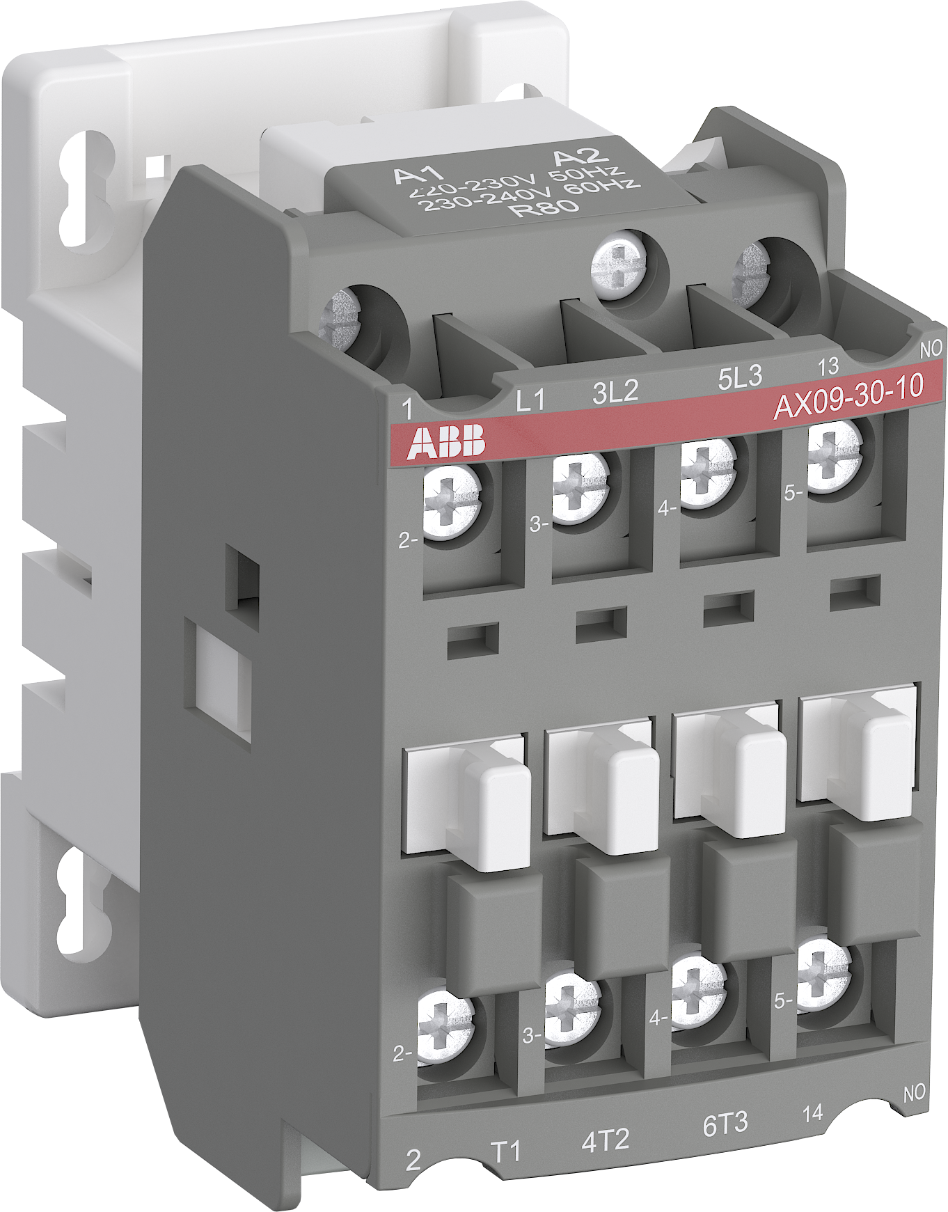 AX09-30-10-80 Контактор 3-х полюсный 9А с катушкой управления 220-230В АС ABB, 1SBL901074R8010