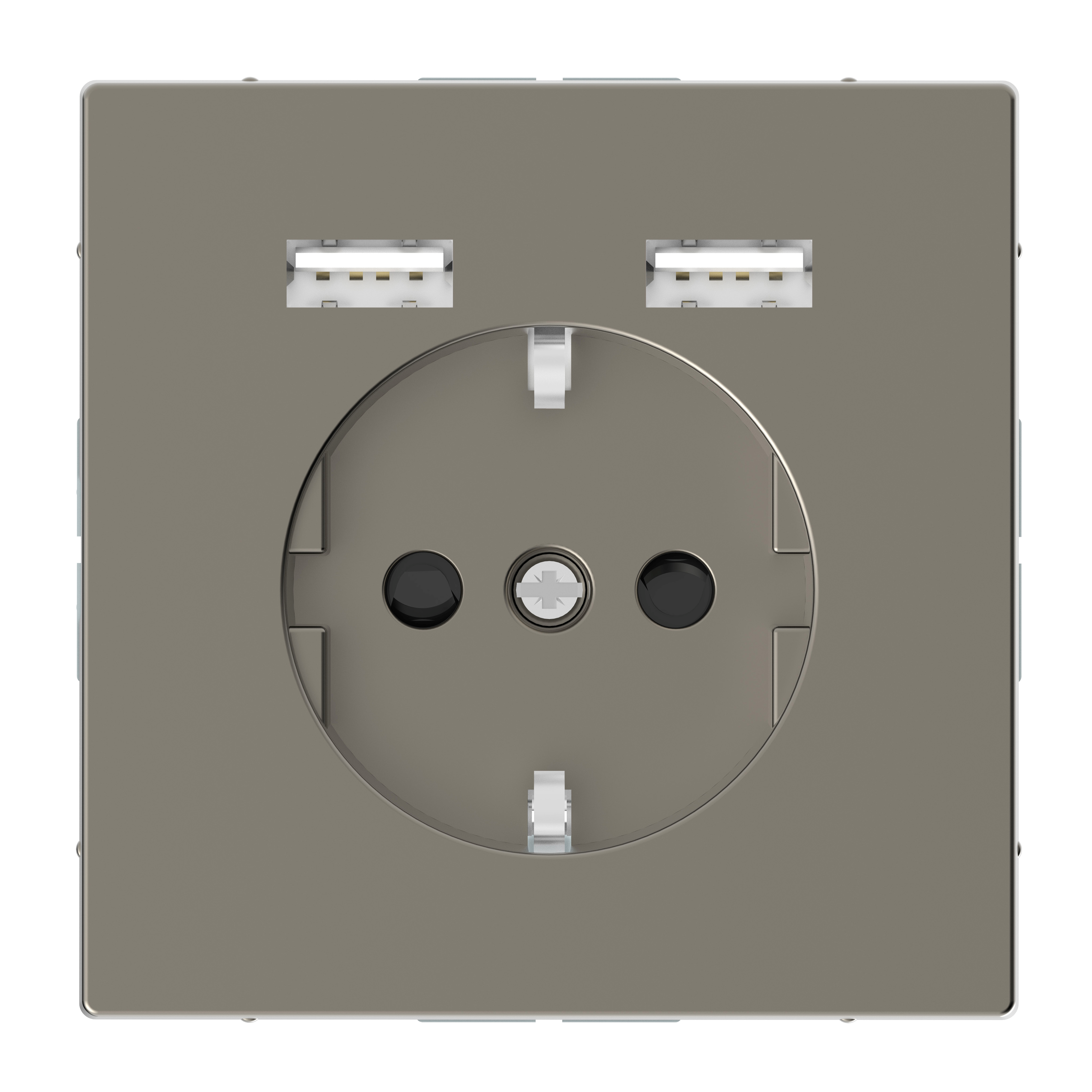 Розетка SCHUKO с 2 USB c зарядным устройством 2,4 a, sdl (никель) Merten Schneider Electric, MTN2366-6050