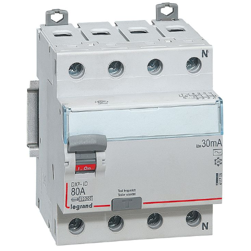 DX3 Блок утечки тока (УЗО) 4-полюсный, 80A, 30mA, тип АC Legrand, 411705