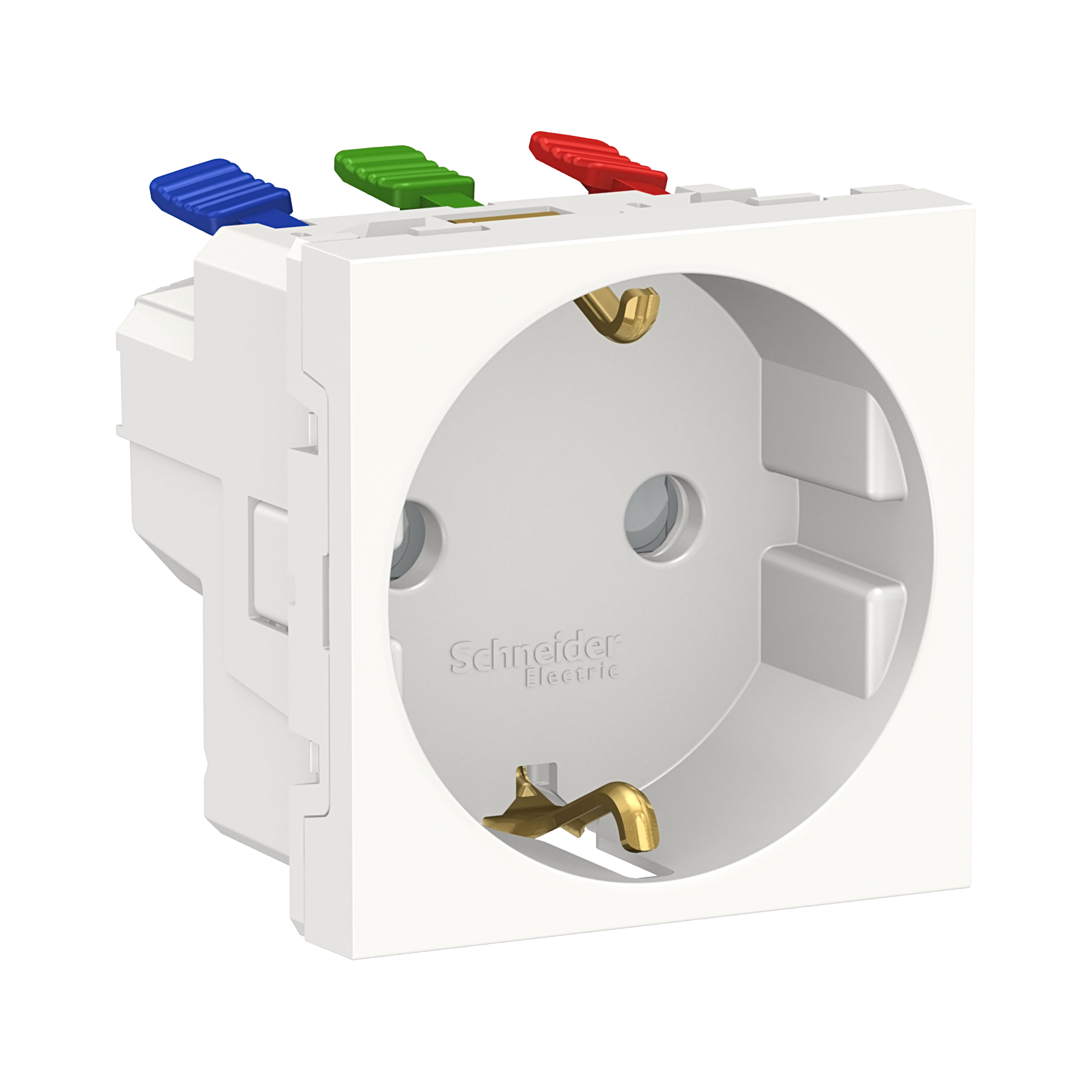Розетка с з/к со шторками, б/зажим, 2 модуля, (белая) Unica Modular Schneider Electric, NU305718