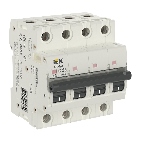 M06N Автоматический выключатель 4-полюсный, 25А, 6kA (хар-ка C) ИЭК, AR-M06N-4-C025