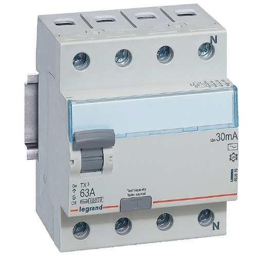 TX3 Блок утечки тока (УЗО) 4-полюсный, 63A, 30mA, тип АC Legrand, 403010