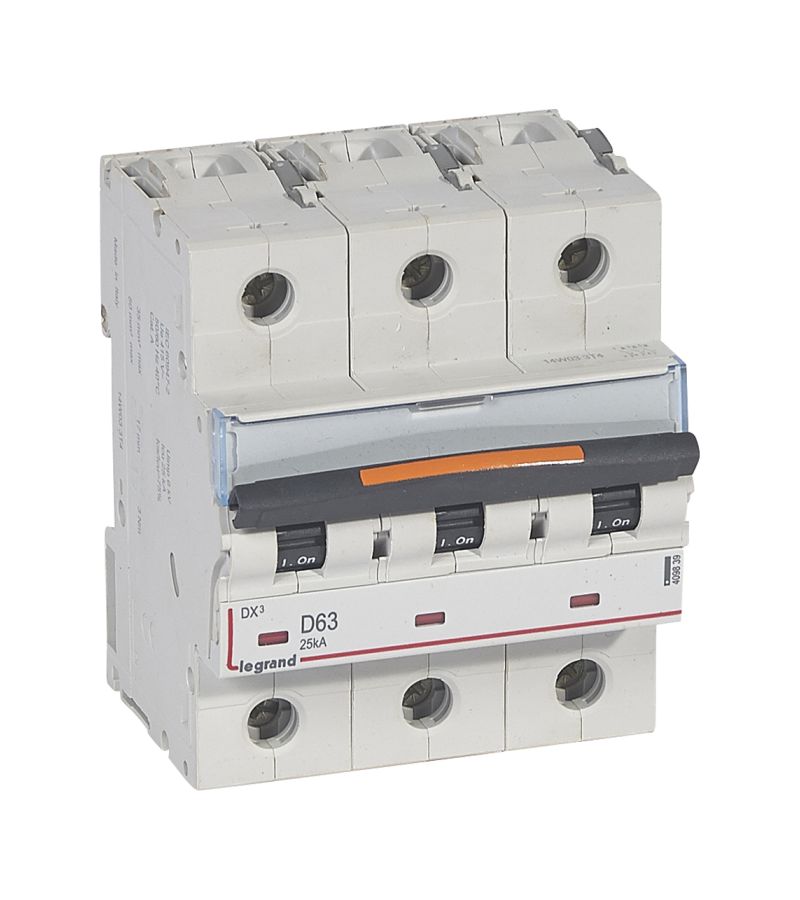 DX3 Автоматический выключатель 3-полюсный 63A 25kA (хар-ка D) Legrand, 409839