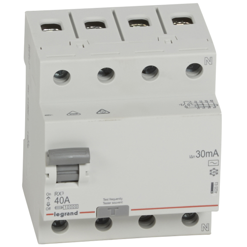 RX3 Блок утечки тока (УЗО) 4-полюсный, 40А, 30мА, тип АC Legrand, 402063
