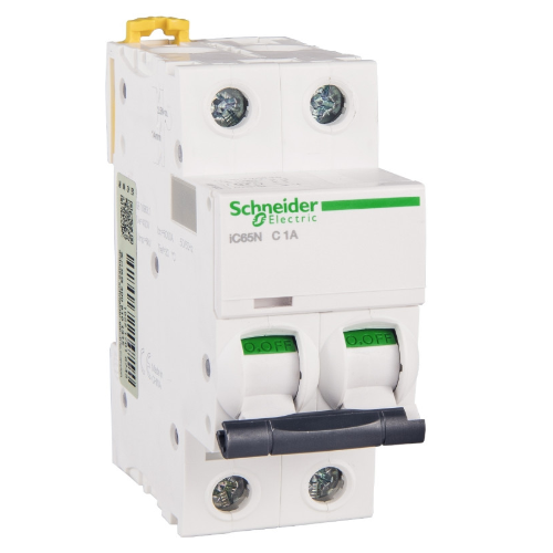iC65N 2P 1A Автоматический выключатель 2-полюсный, 1А, 6кА (хар-ка C) Schneider Electric, A9F18201