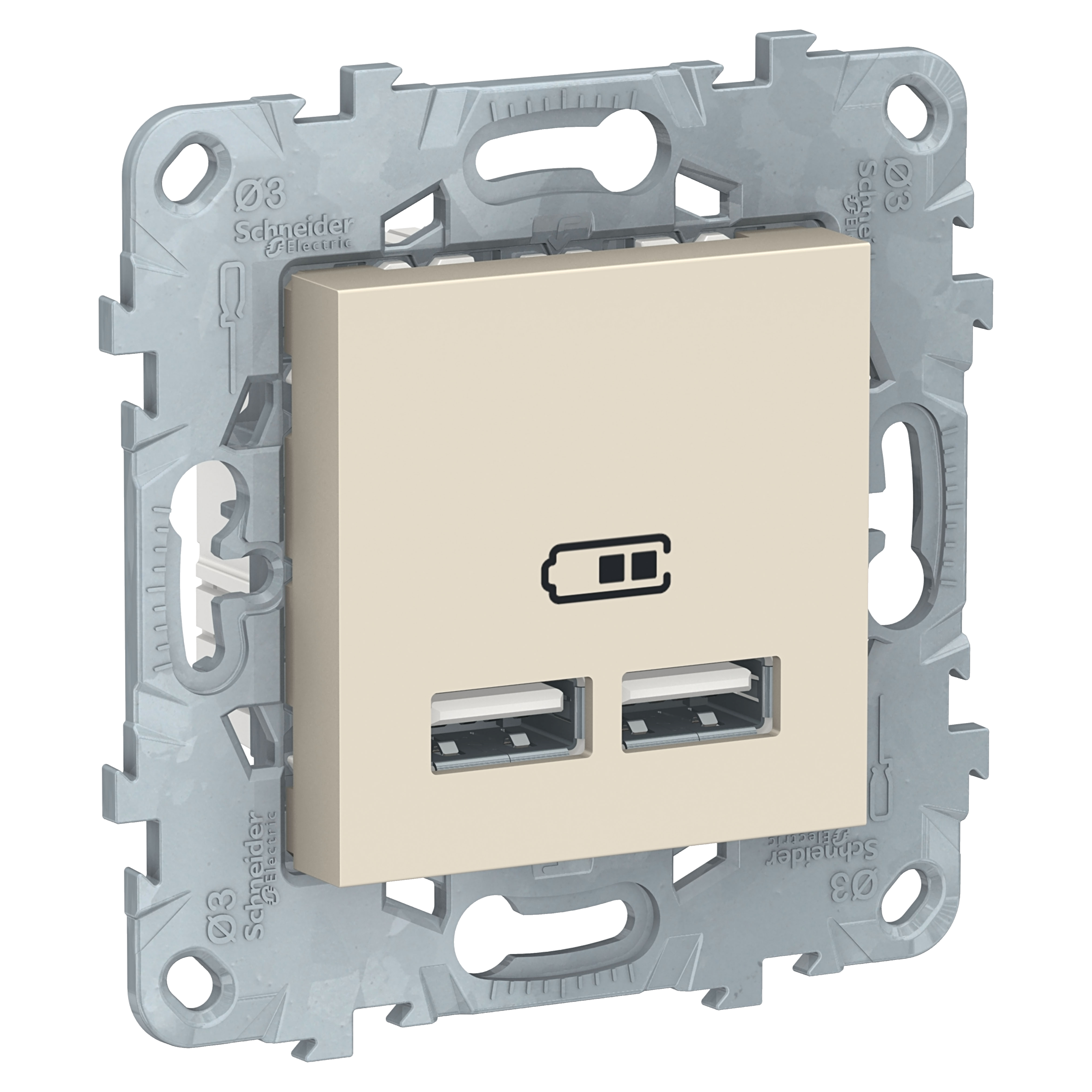Розетка USB, 2-х местная, 5В/2100ма (бежевый) Unica New Schneider Electric, NU541844