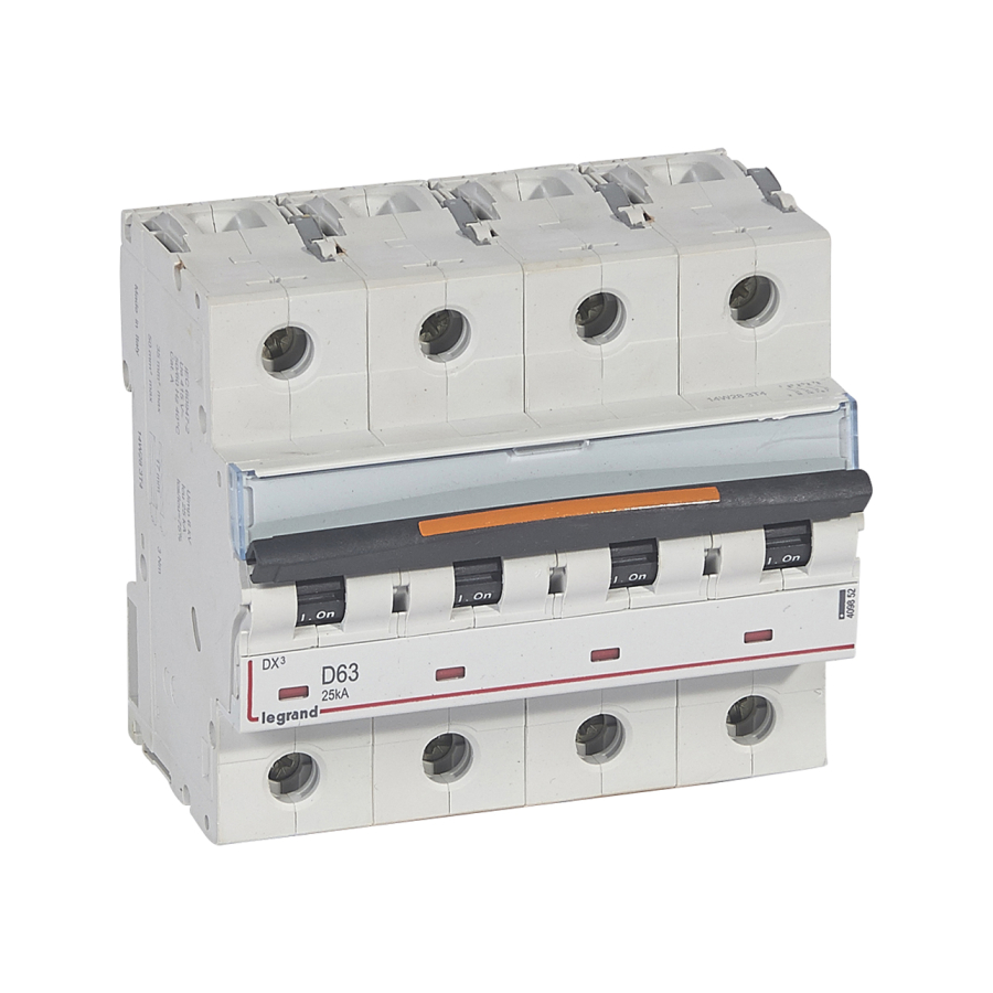 DX3 Автоматический выключатель 4-полюсный 63A 25kA (хар-ка D) Legrand, 409852