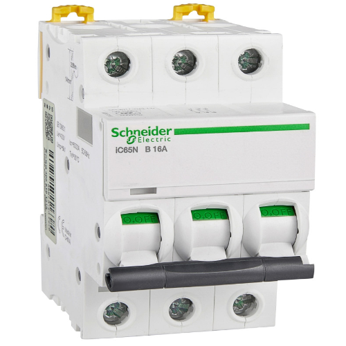 iC65N 3P 16А Автоматический выключатель 3-полюсный, 16А, 6кА (хар-ка B) Schneider Electric