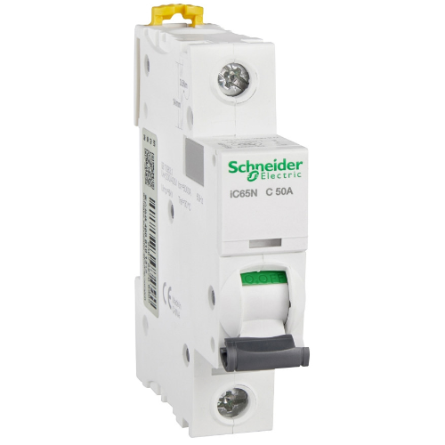 iC65N 1P 50А Автоматический выключатель 1-полюсный, 50А, 6кА (хар-ка C) Schneider Electric, A9F18150