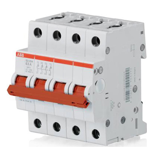 SD204/25 Рубильник 4-полюсный модульный 25А (красный рычаг) ABB, 2CDD284101R0025
