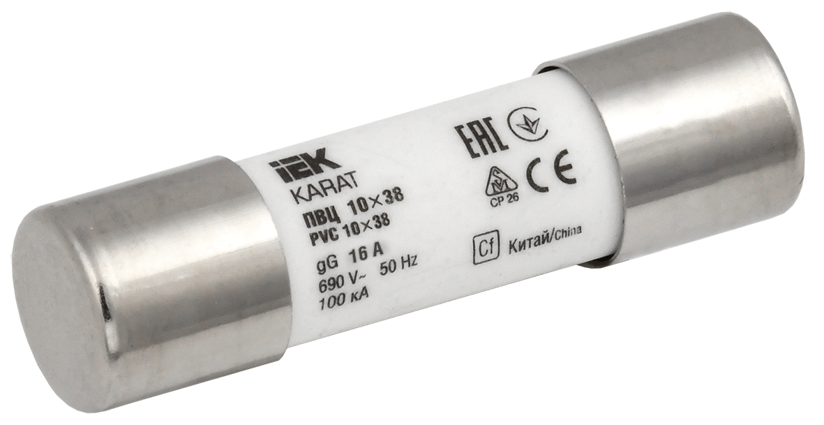 Плавкая вставка цилиндрическая ПВЦ 10х38 16А KARAT ИЭК, MFL10-016