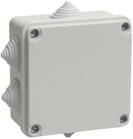 КМ41234 Коробка распаячная для о/п 100х100х50мм IP55 (RAL7035, 6 гермовводов) ИЭК, UKO11-100-100-050-K41-55