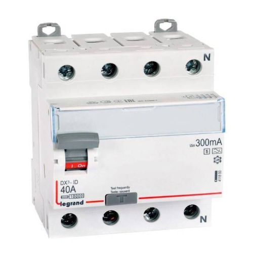 DX3 Блок утечки тока (УЗО) 4-полюсный, 40A, 300mA, тип А, S Legrand, 411800