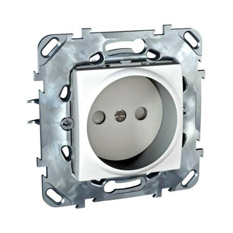 Розетка с з/к со шторками, б/зажим (белый) Unica Schneider Electric, MGU5.057.18ZD