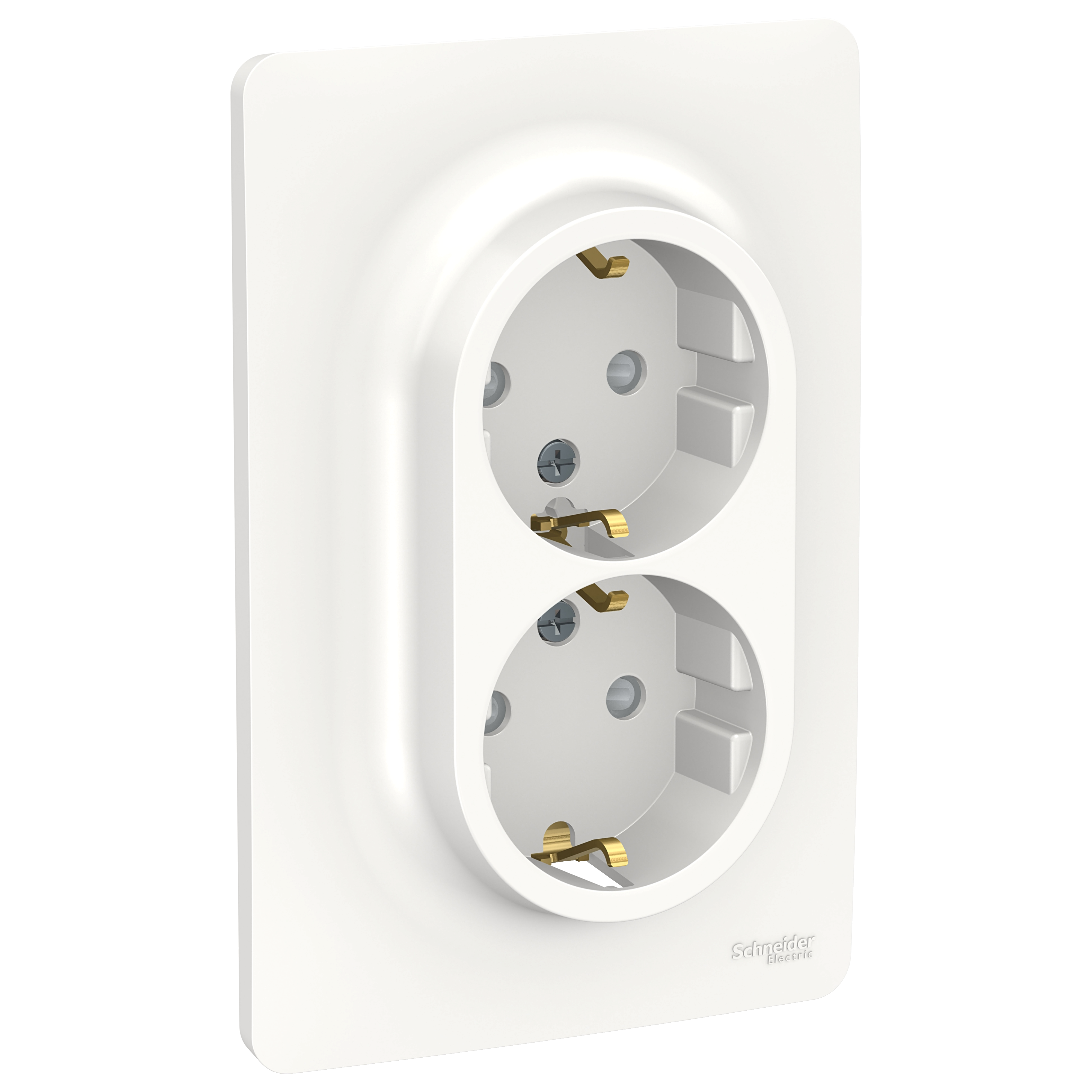 Розетка двойная, со шторками, с заземлением, винт. зажим. (белый) Unica New Schneider Electric, NU206718