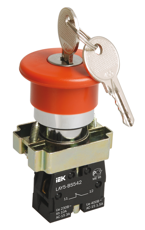 LAY5-BS142 Кнопка Грибок"с ключом крас. d22мм 240В 1р ИЭК, BBG50-LAY5-K04