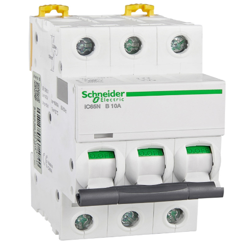 iC65N 3P 10А Автоматический выключатель 3-полюсный, 10А, 6кА (хар-ка B) Schneider Electric