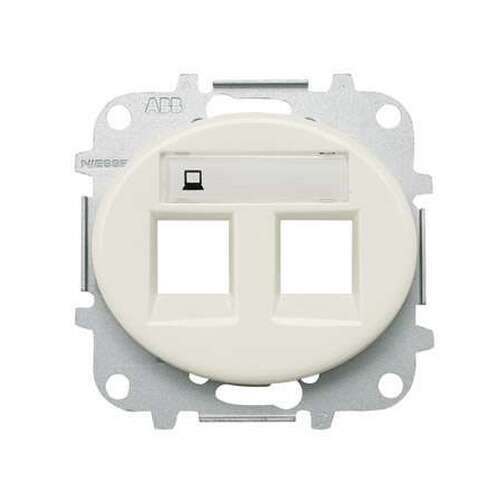 5518_2 BL Накладка 2-телеф. и комп. розеток белый TACTO ABB