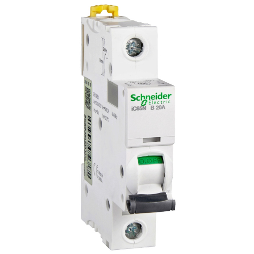 iC65N 1P 20А Автоматический выключатель 1-полюсный, 20А, 6кА (хар-ка B) Schneider Electric, A9F17120