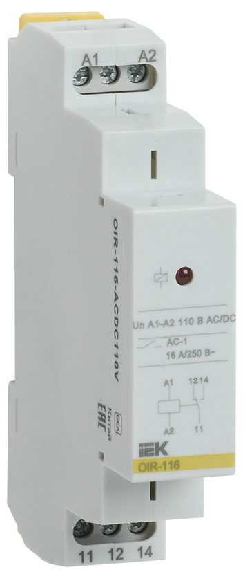 Промежуточное реле OIR, 1 контакт (16А), 110В AC/DC IEK, OIR-116-ACDC110V