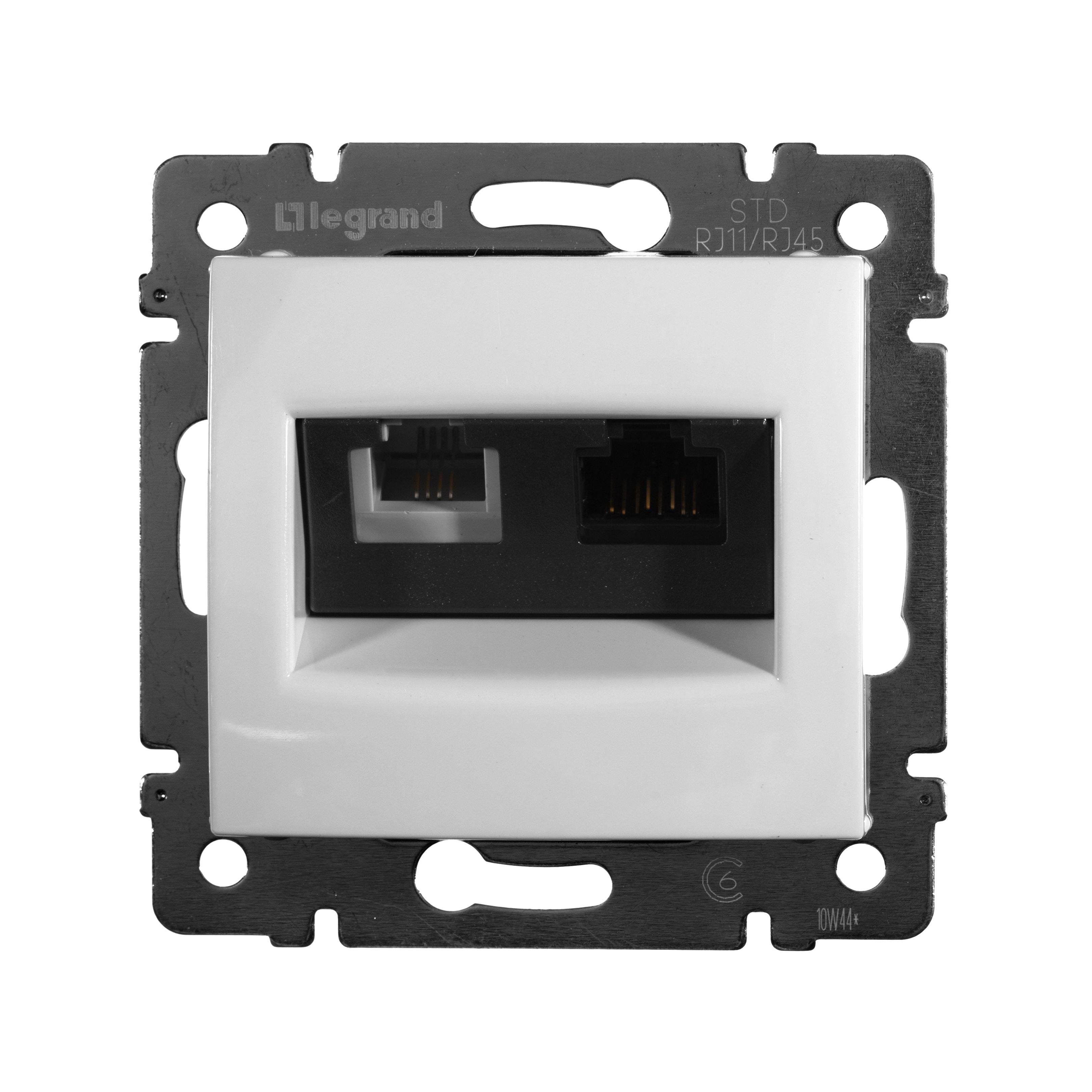 Розетка RJ11+ RJ 45 8 конт. Cat 6e , (НА ВИНТАХ) , (белая) Valena  Legrand, 770080