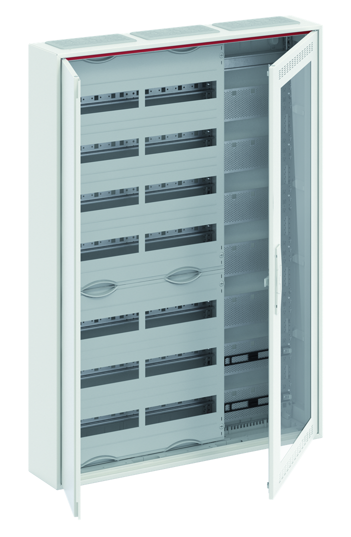 CA37VMW Шкаф 168М навесной с медиапанелями IP30, 1100x800x160 между DIN-рейками 125 мм и самозажимными клеммами N/PE и Wi-Fi дверью с вент. отверстиям