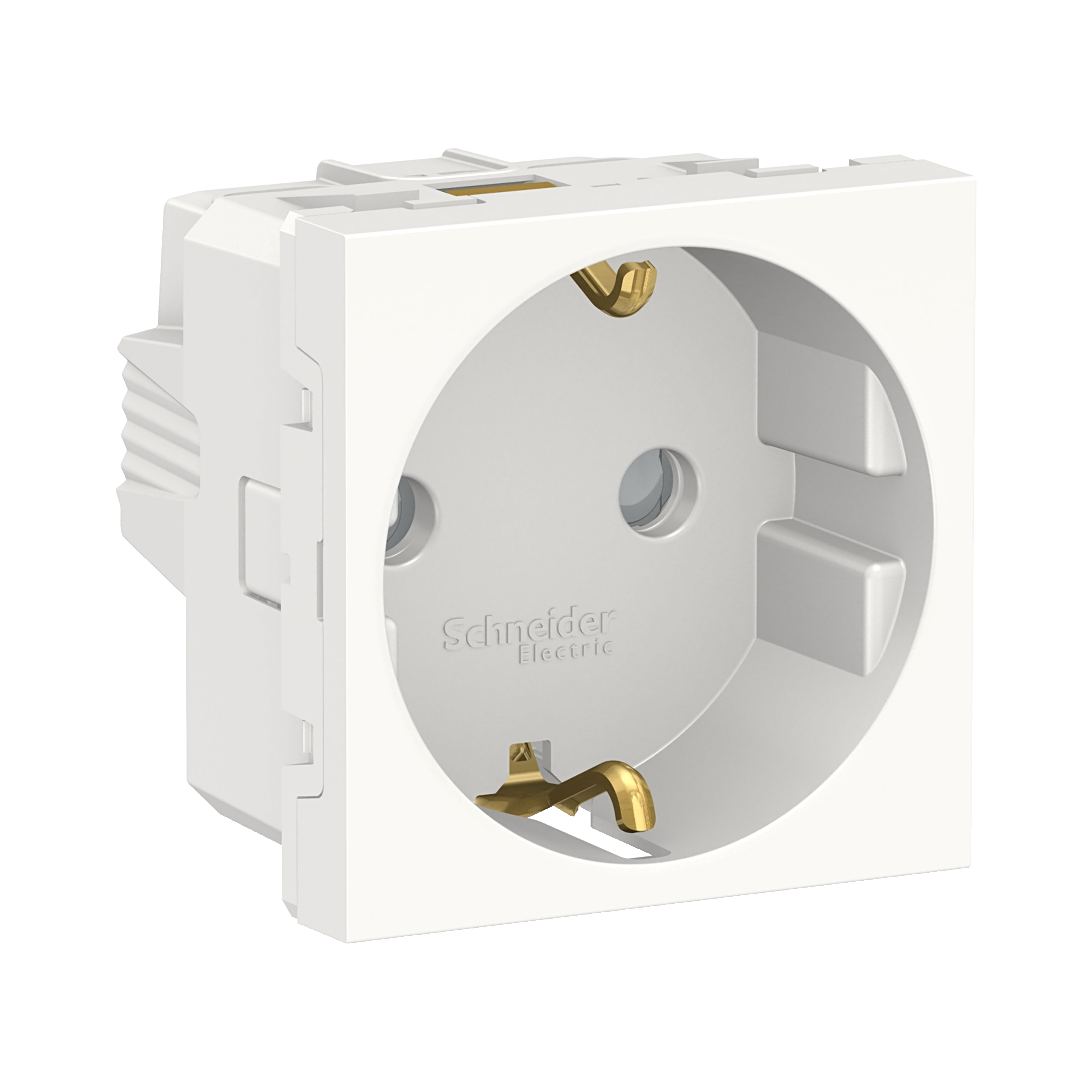 Розетка с заземл., со шторк., винт. зажим, 16а, 250в, 2 мод.(белый) Unica Modular Schneider Electric, NU303718