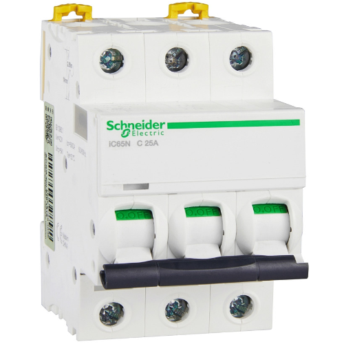 iC65N 3P 25А Автоматический выключатель 3-полюсный, 25А, 6кА (хар-ка C) Schneider Electric, A9F18325