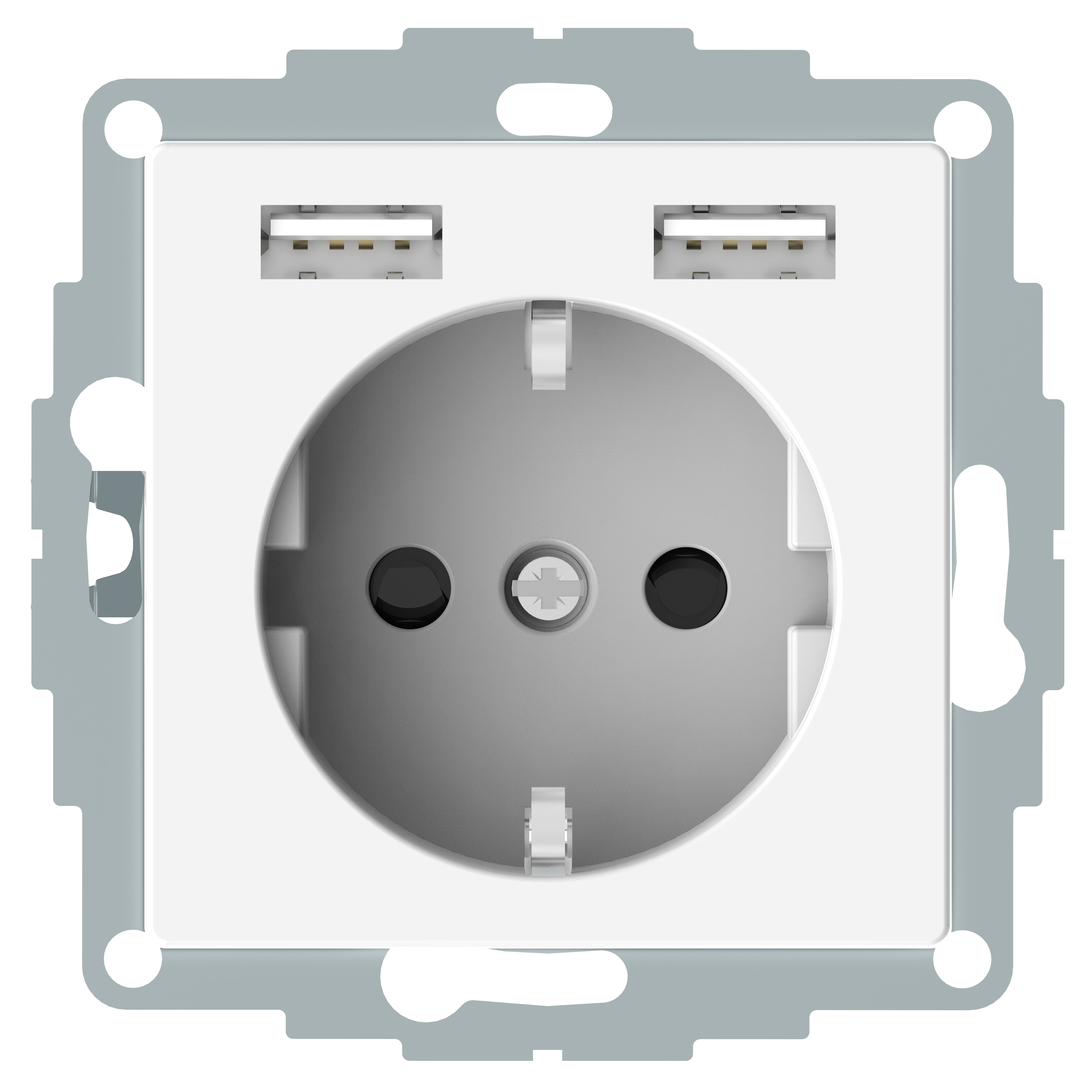 Розетка SCHUKO с 2 USB c зарядным устройством 2,4 a, sm (белый) Merten Schneider Electric, MTN2366-0319