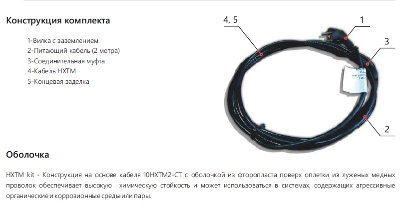 Extherm Extherm HXTM kit 10m Саморегулирующийся кабель в трубу, 10Вт/м, 10,0 м
