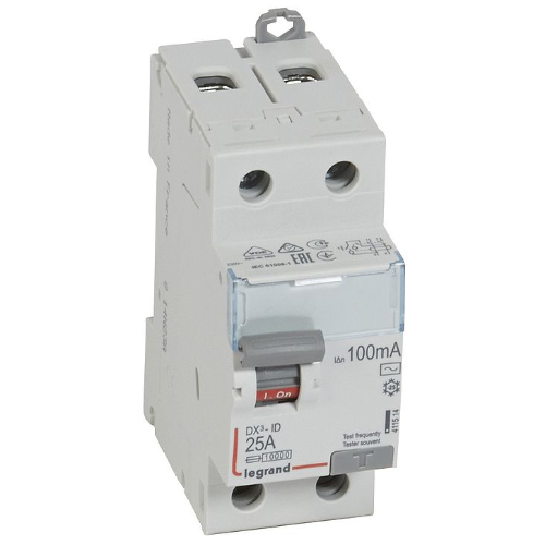 DX3 Блок утечки тока (УЗО) 2-полюсный, 25A, 100mA, тип AC Legrand, 411514