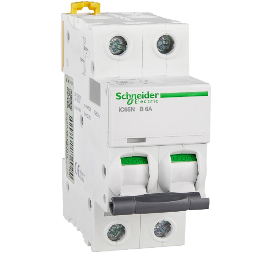 iC65N 2P 6А Автоматический выключатель 2-полюсный, 6А, 6кА (хар-ка B) Schneider Electric, A9F17206