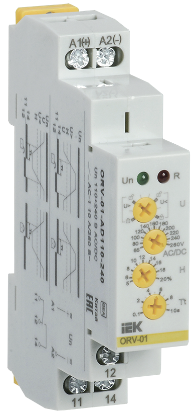 Реле напряжения ORV, 1 фаза 110-240 В AC/DC IEK, ORV-01-AD110-240