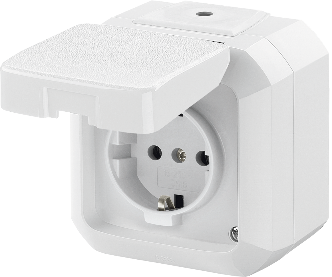 5518N-C03510 B Розетка с заземлением 16А с защитной крышкой IP54 белый Variant+ ABB, 2CHN183510C4500