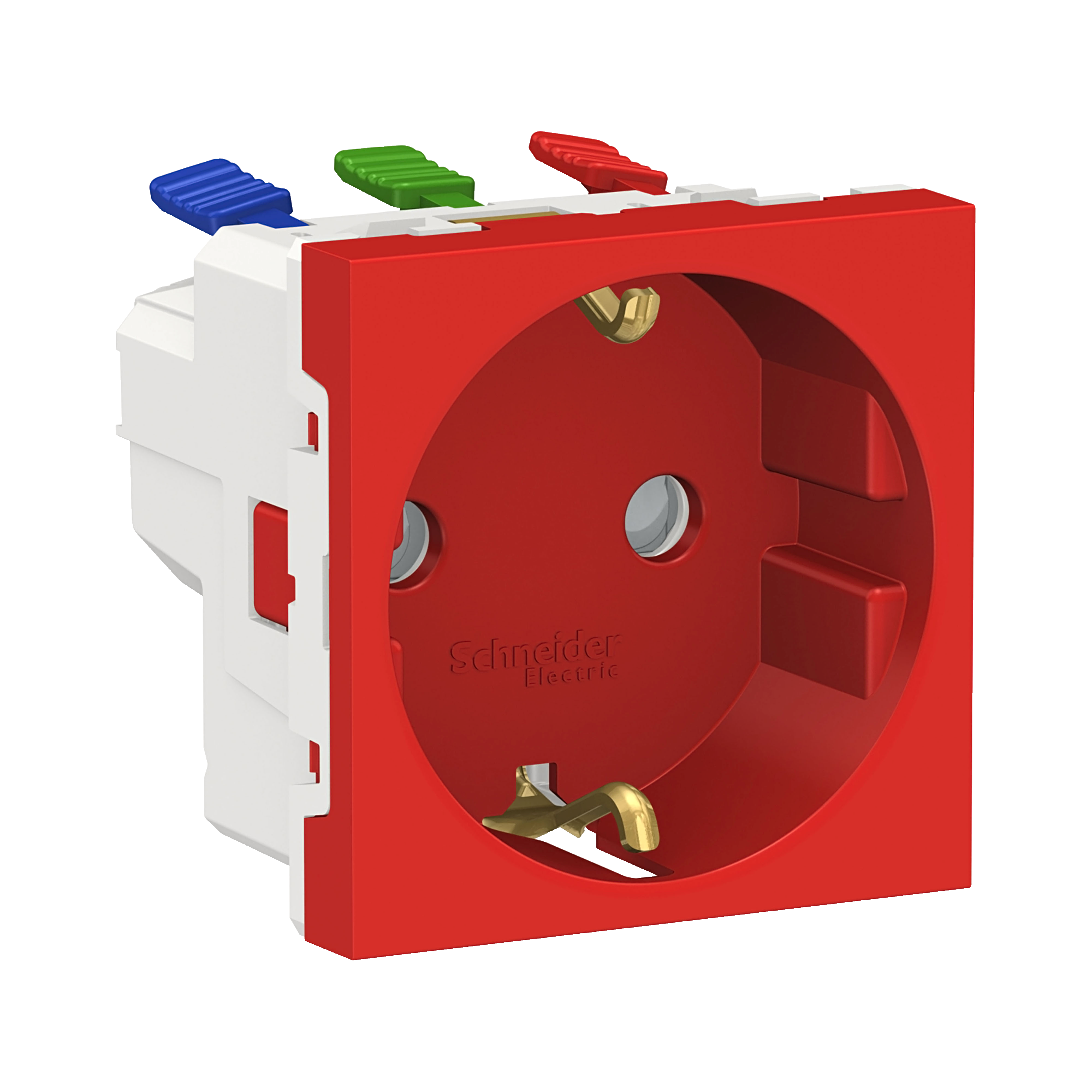 Розетка с зазем., со штор., с быстроз. клем., 16а 250в, 2мод. (красный) Unica Modular Schneider Electric, NU305703