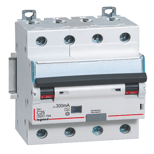 DX3 дифференциальный автоматический выключатель 4-полюсный, 25A, 300mA, тип А, 6kA (хар-ка C) Legrand, 411241