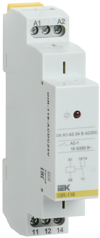 Промежуточное реле OIR, 1 контакт (16А), 24В AC/DC IEK, OIR-116-ACDC24V