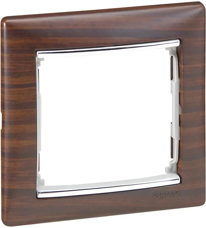 Рамка 1 пост (тёмное дерево/серебро) Valena Legrand, 770371