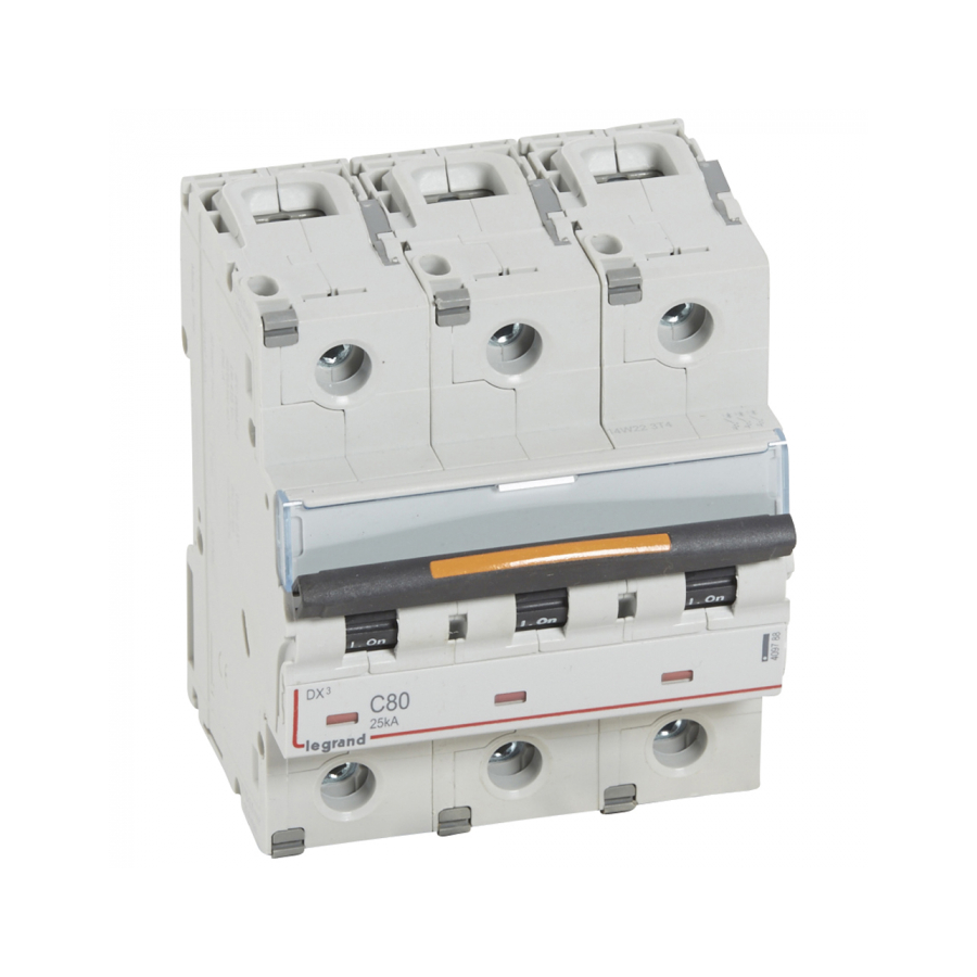 DX3 Автоматический выключатель 3-полюсный 80A 25kA (хар-ка C) Legrand, 409788