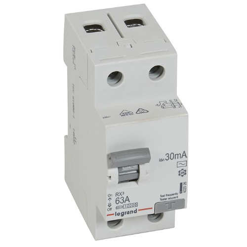 RX3 Блок утечки тока (УЗО) 2-полюсный, 63А, 30мА, тип AC Legrand, 402026