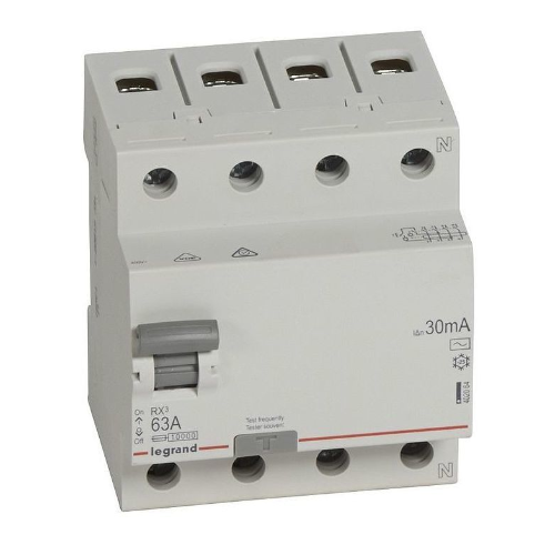 RX3 Блок утечки тока (УЗО) 4-полюсный, 63А, 30мА, тип AC Legrand, 402064
